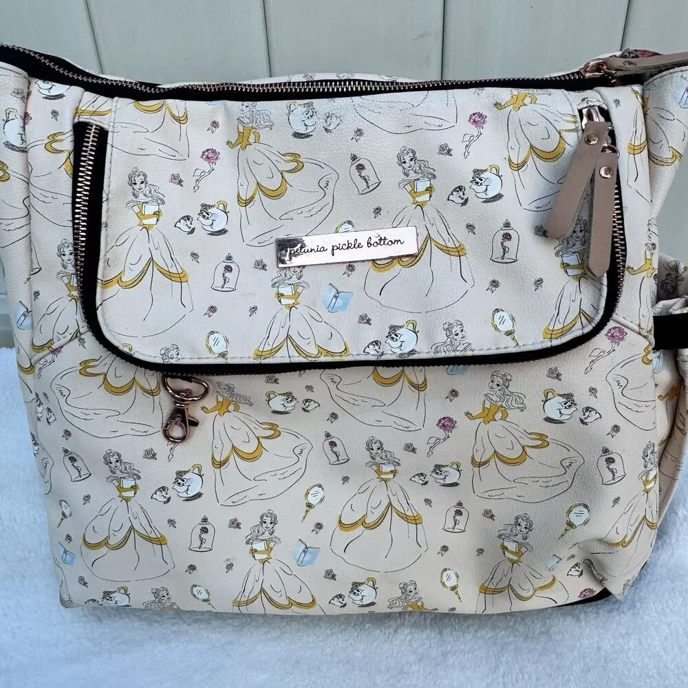 Petunia Pickle Bottom Disney Beauty and the Beast Boxy Backpack Diaper Bag w/pad